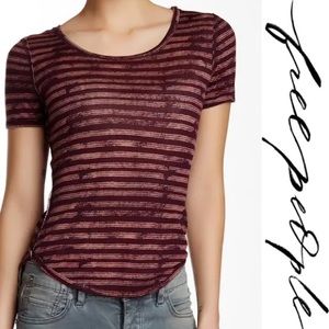 Free People Purple Striped Baby Tee